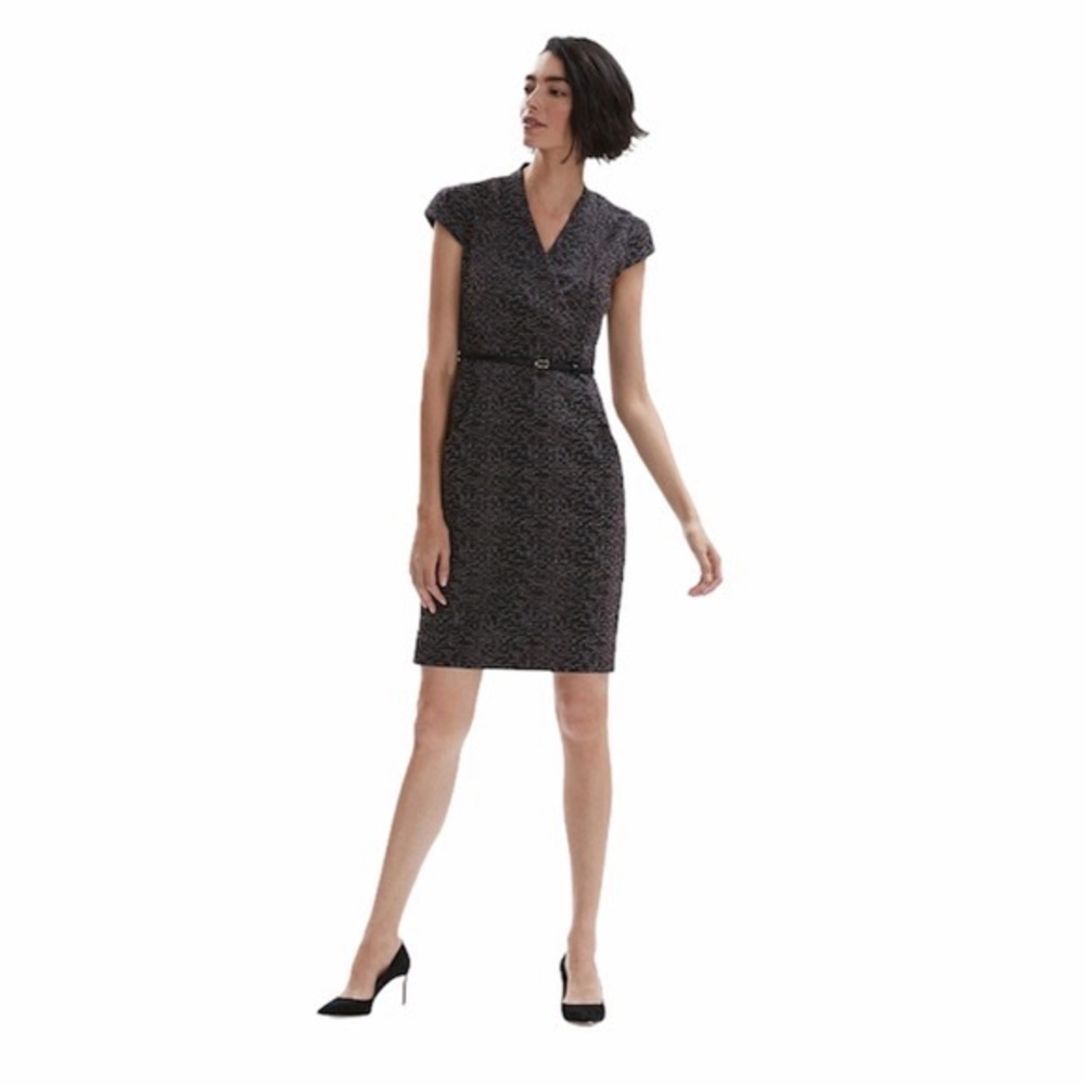 MY FAVORITE DRESS! M.M. LaFleur Felisa V-Neck Dress Jacquard Belted Women's 6